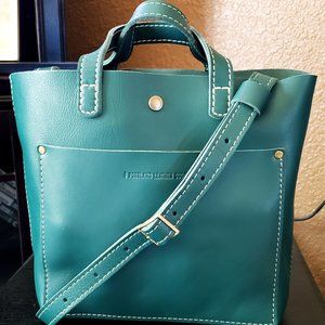 PORTLAND LEATHER GOODS PEACOCK CLASSIC MINI SNAP CROSSBODY UNICORN HANDBAG